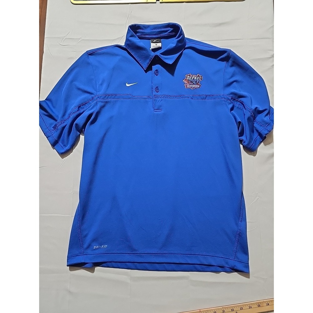 Nike Dri Fit Mens Medium Depaul Blue Demons‎ Blue Polo Short Sleeve